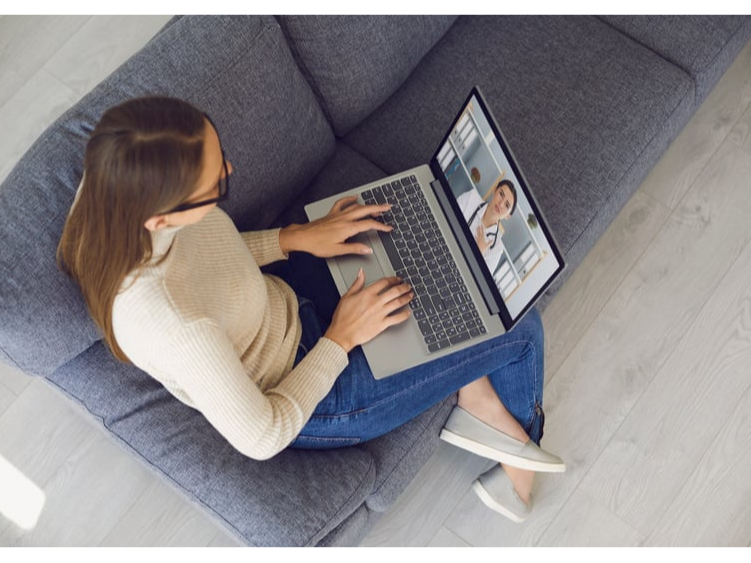 This is an image of a video consultation with a skincare expert